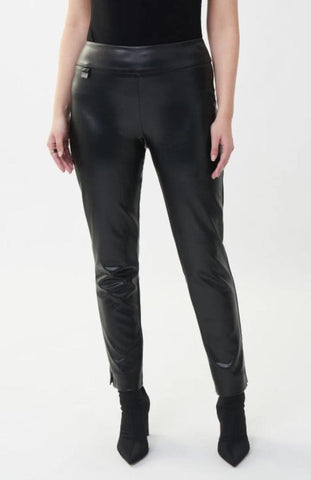 Joseph Ribkoff 223196 Black Faux Leather Pull On Pants