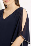 Joseph Ribkoff 223738 Midnight Blue Embellished Sheer Overlay Tunic Top