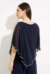 Joseph Ribkoff 223738 Midnight Blue Embellished Sheer Overlay Tunic Top