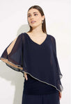Joseph Ribkoff 223738 Midnight Blue Embellished Sheer Overlay Tunic Top
