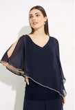 Joseph Ribkoff 223738 Midnight Blue Embellished Sheer Overlay Tunic Top