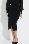 Joseph Ribkoff 223758 Black Faux Wrap Draped Skirt