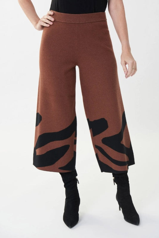 Joseph Ribkoff 223949 Black/Toffee Animal Print Culotte Pants
