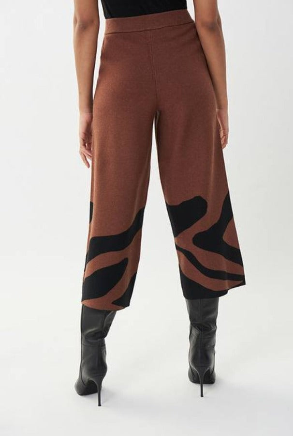 Joseph Ribkoff 223949 Black/Toffee Animal Print Culotte Pants