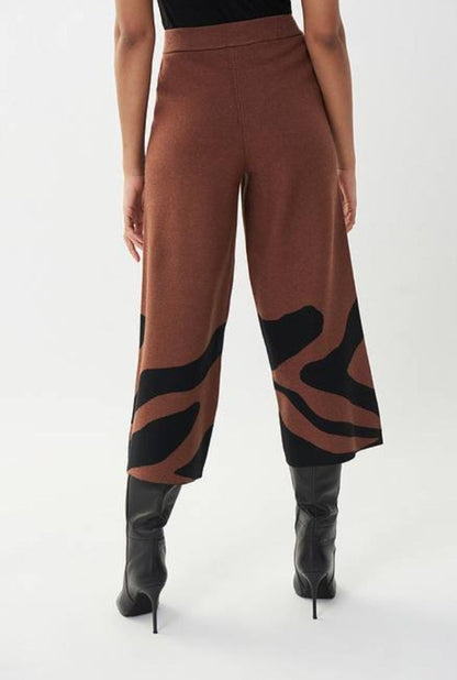 Joseph Ribkoff 223949 Black/Toffee Animal Print Culotte Pants