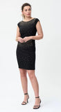 Joseph Ribkoff 224077 Black Rhinestone Stud Embellished Dress