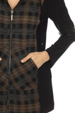 Joseph Ribkoff 224107 Black/Brown Plaid Hooded Jacket