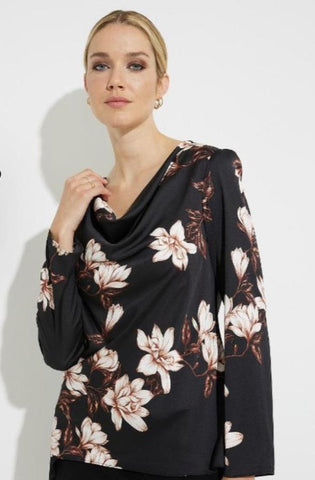 Joseph Ribkoff 224287 Black/Multi-Color Floral Print Top