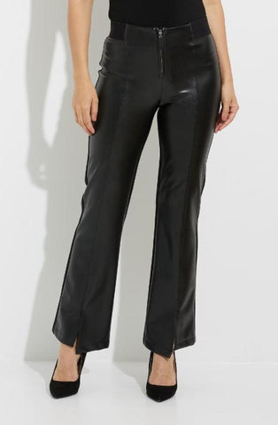 Joseph Ribkoff 224311 Black Faux Leather Wide Leg Pants