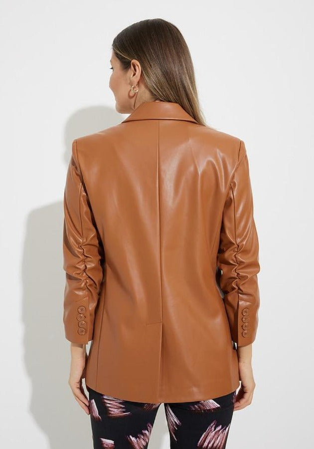 Joseph Ribkoff 224946 Maple Faux Leather Blazer Jacket