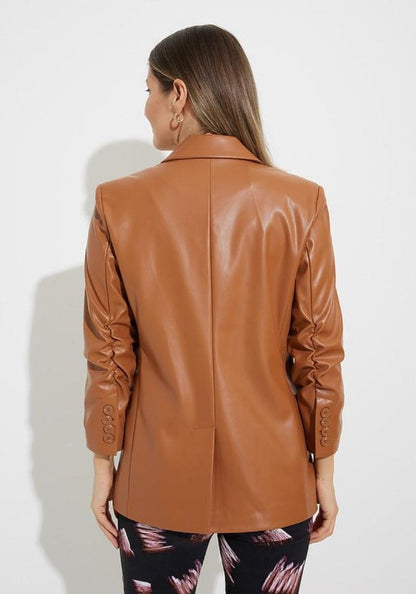 Joseph Ribkoff 224946 Maple Faux Leather Blazer Jacket