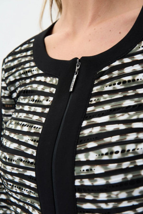 Joseph Ribkoff 231174 Black/Multi-Color Print Zip Jacket
