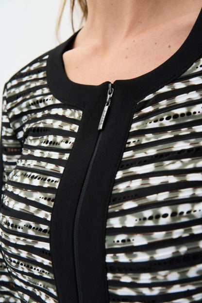 Joseph Ribkoff 231174 Black/Multi-Color Print Zip Jacket