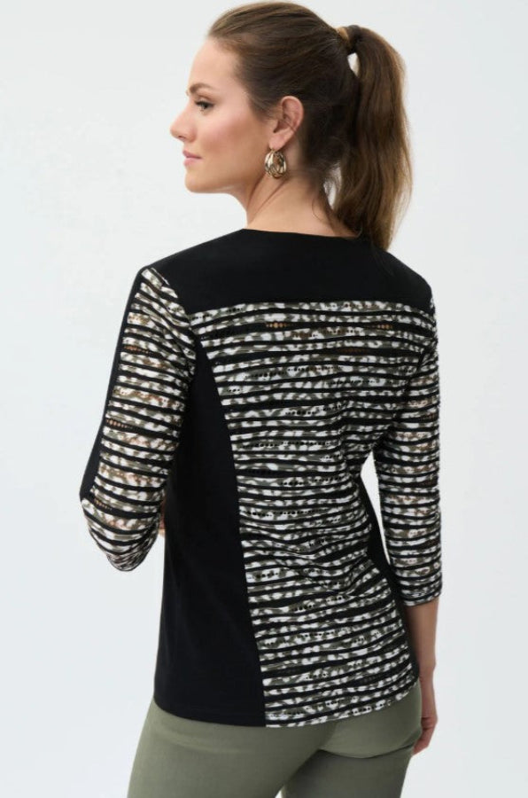 Joseph Ribkoff 231174 Black/Multi-Color Print Zip Jacket