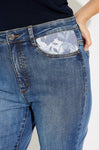 Joseph Ribkoff 231928 Denim Medium Blue Floral Cuff Cropped Jeans