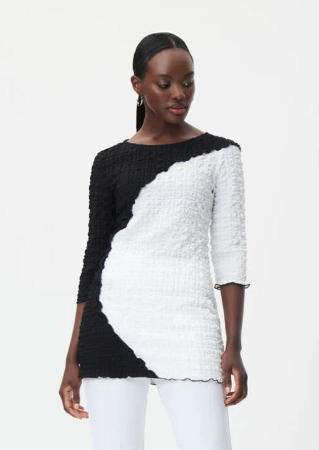 Joseph Ribkoff 232160 Black/White Textured Woven Top