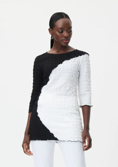 Joseph Ribkoff 232160 Black/White Textured Woven Top
