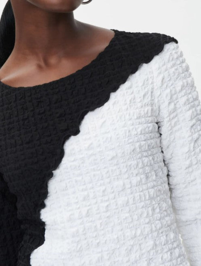 Joseph Ribkoff 232160 Black/White Textured Woven Top