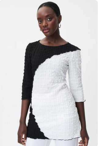 Joseph Ribkoff 232160 Black/White Textured Woven Top