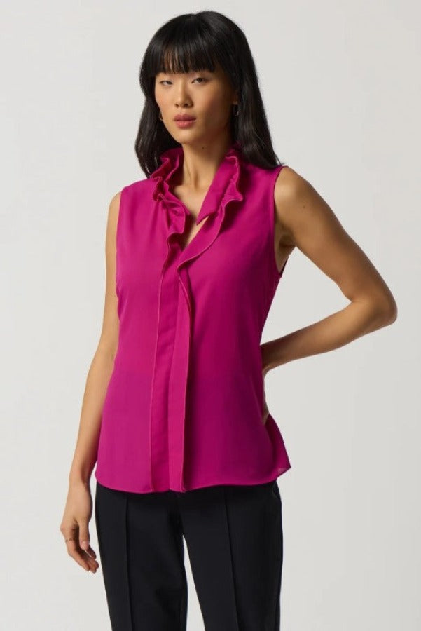 Joseph Ribkoff 233016 Opulence Ruffled V-Neck Sleeveless Top