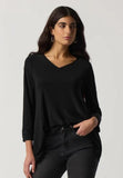 Joseph Ribkoff 233079 Black V-Neck Embellished Cuff Tunic Top