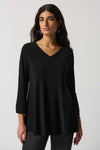 Joseph Ribkoff 233079 Black V-Neck Embellished Cuff Tunic Top