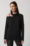 Joseph Ribkoff 233093 Charcoal Grey Dolman Sleeve Sweater Knit Top