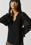 Joseph Ribkoff 233111 Black Keyhole Detail Long Sleeve Top