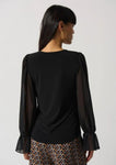 Joseph Ribkoff 233111 Black Keyhole Detail Long Sleeve Top