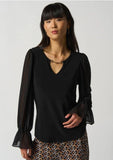 Joseph Ribkoff 233111 Black Keyhole Detail Long Sleeve Top