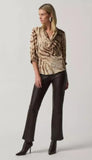 Joseph Ribkoff 233156 Beige/Multi Snakeskin Print 3/4 Sleeve Top