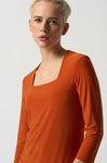 Joseph Ribkoff 233185 Tandoori Orange Square Neck 3/4 Sleeve Top