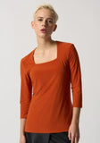 Joseph Ribkoff 233185 Tandoori Orange Square Neck 3/4 Sleeve Top