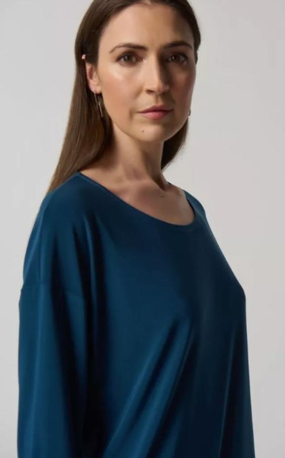 Joseph Ribkoff 233186 Nightfall Blue 3/4 Sleeve Front Pocket Boxy Top