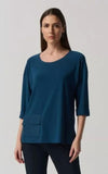 Joseph Ribkoff 233186 Nightfall Blue 3/4 Sleeve Front Pocket Boxy Top