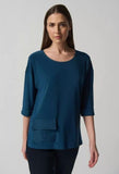 Joseph Ribkoff 233186 Nightfall Blue 3/4 Sleeve Front Pocket Boxy Top