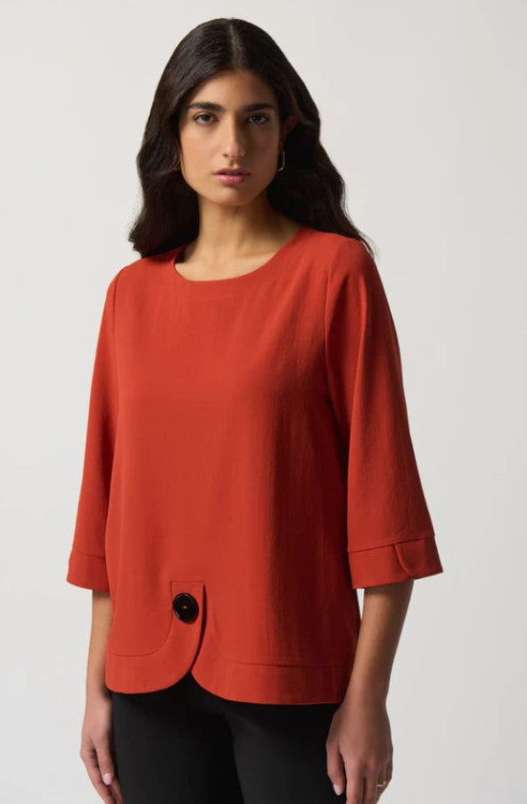 Joseph Ribkoff 233206 Button Detail Woven Trapeze Top