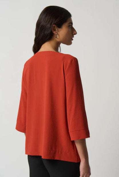 Joseph Ribkoff 233206 Button Detail Woven Trapeze Top