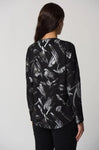 Joseph Ribkoff 233207 Black/Silver Abstract Print Zip Top