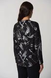 Joseph Ribkoff 233207 Black/Silver Abstract Print Zip Top