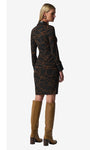 Joseph Ribkoff 233223 Black/Toffee Scribble Print Faux Wrap Dress