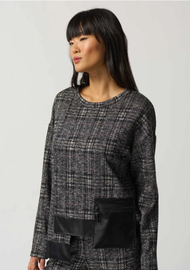 Joseph Ribkoff 233252 Black/Multi Plaid Long Sleeve Top