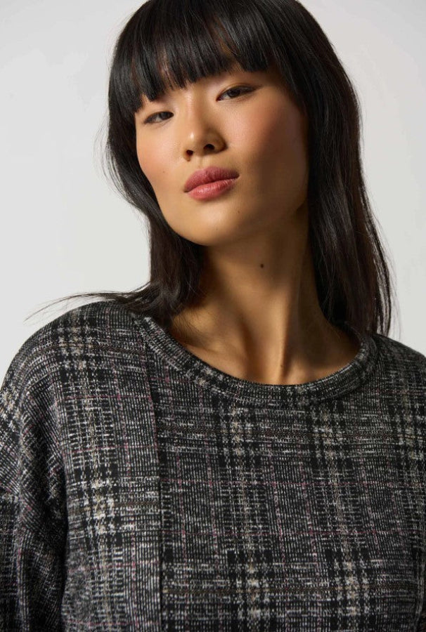 Joseph Ribkoff 233252 Black/Multi Plaid Long Sleeve Top