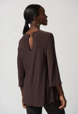 Joseph Ribkoff 233253 Mocha Keyhole Neck 3/4 Sleeve Tunic Top