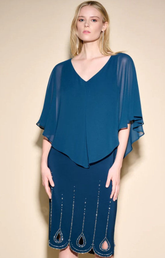 Joseph Ribkoff 233734 Nightfall Embellished Chiffon Overlay Dress