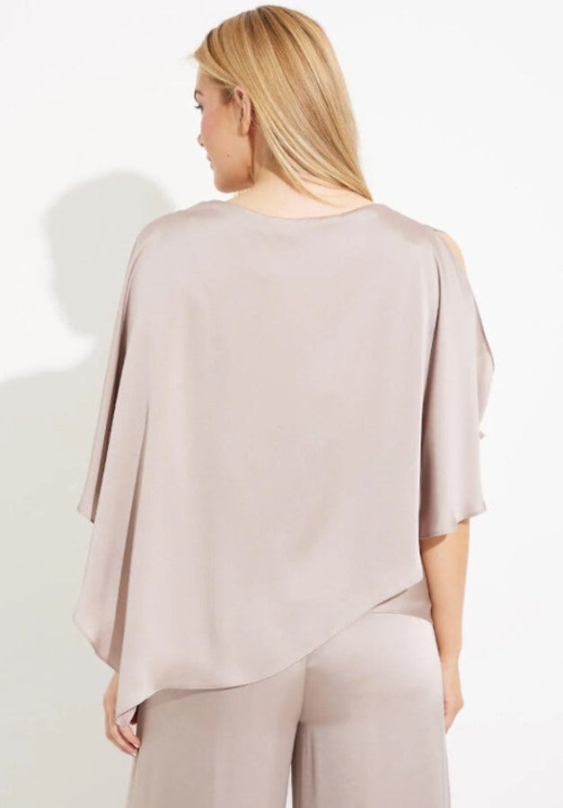 Joseph Ribkoff 233754 Latte Tiered Satin Cape Top
