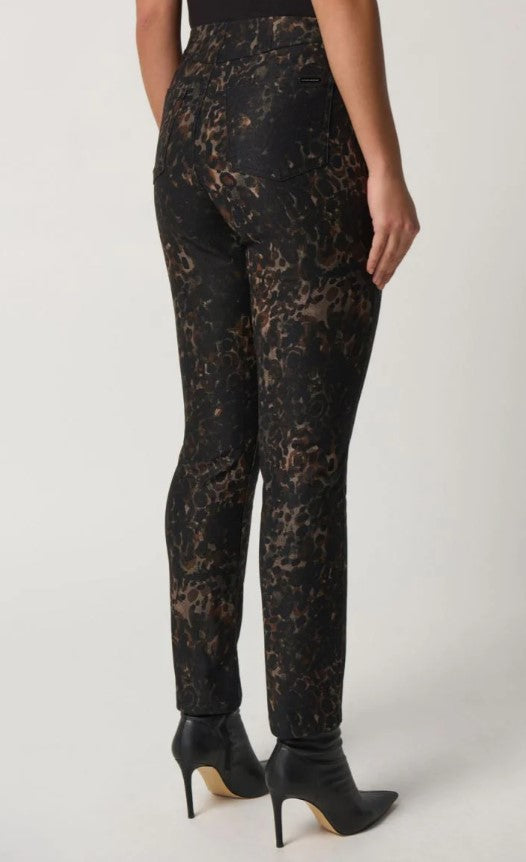 Joseph Ribkoff 233915 Brown/Black Animal Print Pull On Ankle Pants