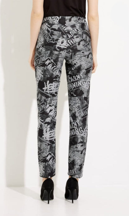 Joseph Ribkoff 233919 Grey/Black Graphic Print Classic Pull On Pants