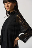 Joseph Ribkoff 233937 Black Open-Knit Longline Cardigan