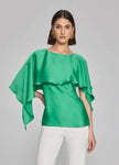 Joseph Ribkoff 234023S24 Noble Green Boat Neck Layered Satin Top